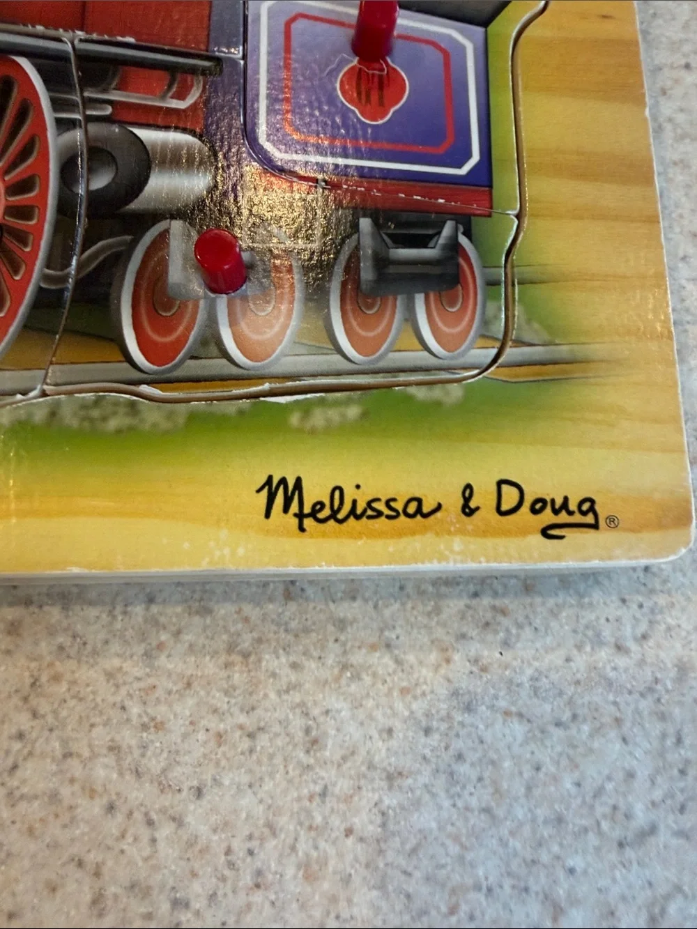 Melissa & Doug Red and Yellow Train Sound Puzzle Wooden Locomotive